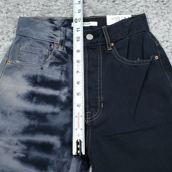 Pacsun Ultra High Rise Slim Jeans Women's Size 24 Two Tone Tie Dye Black Eco - Picture 9 of 10
